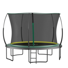 Cama elástica sin costuras ni muelles, de 366 cm, para jardín, con red de . - Negro + Verde - Ver 10