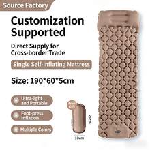Outdoor Camping Foot-Press Inflatable Sleeping Pad, Connectable Diamond Pattern TPU Air Mattress With Built-In Pillow(Styles And Colors Shipped Randomly) - Multicolor - View 6