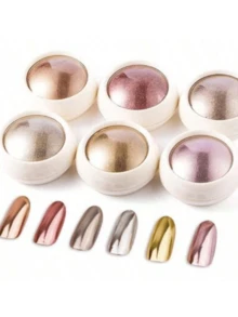 Poudre à ongles de plusieurs couleurs, poudre à ongles effet déesse or & argent, poudre à ongles perle blanche fausse sirène style Y2K, décoration DIY nail art miroir métallique pailleté - Multicolore - Voir 5