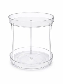 Circular Transparent Rotating Plastic Storage Tray, Household Goods, Cosmetics, Kitchen And Bathroom Organizer Box - Clear - View 8