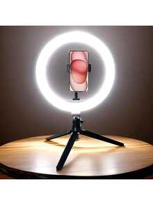 1 buah Lampu Ring LED 10 Inci yang Dapat Diatur, Suhu Warna Dapat Diatur - Ditenagai USB, Dengan 120 Manik LED, Leher Angsa Fleksibel 360°, Tripod dan Dudukan Ponsel, Cocok untuk Video Blog, Fotografi dan Live Streaming. Juga Cocok untuk Fotografi, Perekaman Video, Live Streaming, Rapat Zoom, dengan Stand Lampu Selfie. - Hitam - View 10