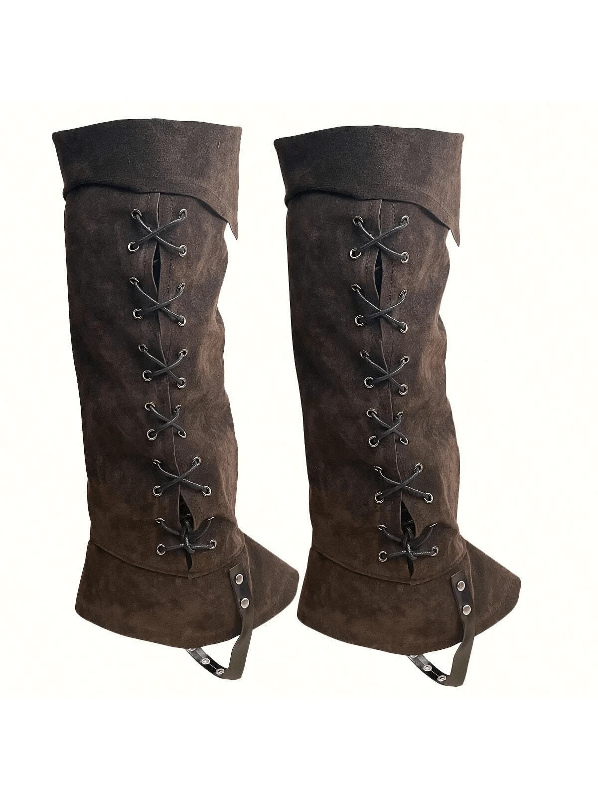 A Pair Of Pirate Boot Covers, Medieval Renaissance Steampunk Boot Covers, Suitable For Halloween Costumes, Cosplay, Renaissance Fairs - Brown a - View 1