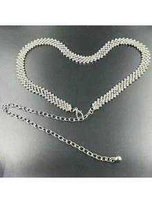 1件装女士金属腰链，多功能月亮装饰腰带，多层金属束腰带，节日连衣裙装饰腰带 - 銀白色 - 查看 14
