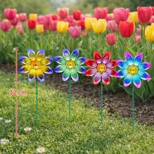 4pcs Outdoor Metal Colorful Floral Garden Decor Stakes | Durable And Vibrant Garden Decorations, Yard Art, Patio Decor, Lawn Accessories, Easy To Install, Suitable For Landscaping, Spring, Summer And Holiday Decorations - Flowers - View 4