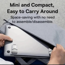 4/2 piezas Soporte portátil ajustable para computadora portátil, invisible, plegable, diseño ergonómico, soporte de escritorio para computadoras portátiles de 10 a 18 pulgadas, tabletas, teclados y teléfonos, material ABS - Soporte para computadora portátil, almohadilla de enfriamiento, base portátil plegable, elevador - Ver 8
