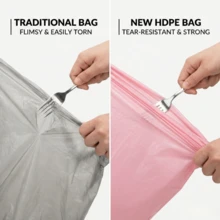 200pcs Rose Scented Pink Trash Bags, Small 4-5 Gallon Drawstring Garbage Bags, Virgin Material, Fresh Rose Fragrance Odor Control, Leak-Proof & Thick Kitchen Trash Can Liners For Bathroom, Bedroom, Office - Dây rút - Xem 6
