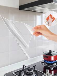 Self-Adhesive Transparent Protective Film, Suitable For Kitchen Anti-Oil, Anti-Water, Anti-Splash, Can Be Used For Wall And Cabinet Protection, Heat-Resistant Sticker, Transparent Tile Wall Sticker - Multicolor - View 2