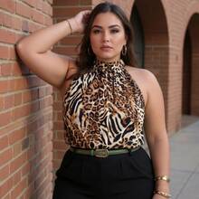 Elegant Plus Size Tank Top/Blouse, High Neck And Sleeveless, Large Sizes. - 彩色 - 查看 1