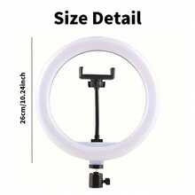 1 buah Lampu Ring LED 10 Inci yang Dapat Diatur, Suhu Warna Dapat Diatur - Ditenagai USB, Dengan 120 Manik LED, Leher Angsa Fleksibel 360°, Tripod dan Dudukan Ponsel, Cocok untuk Video Blog, Fotografi dan Live Streaming. Juga Cocok untuk Fotografi, Perekaman Video, Live Streaming, Rapat Zoom, dengan Stand Lampu Selfie. - Hitam - View 7