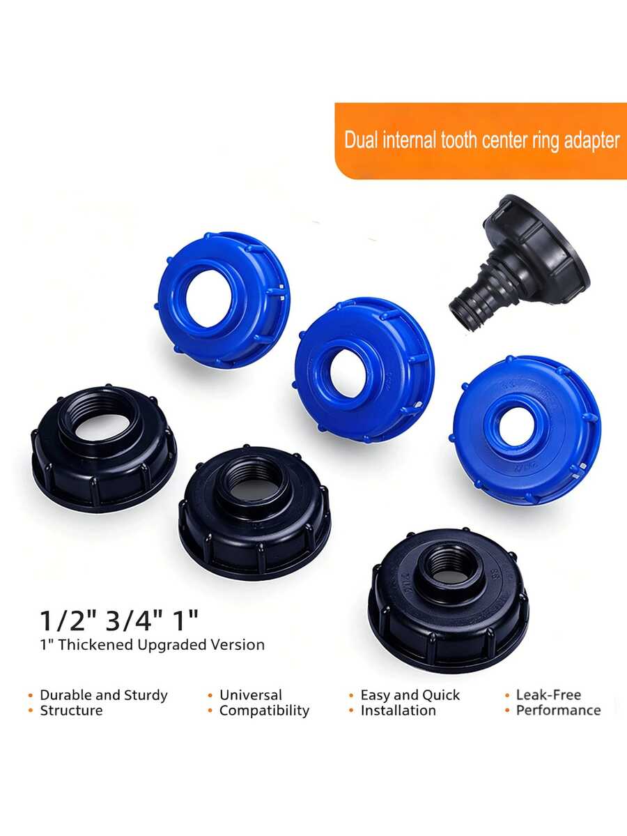 IBC Tote Valve Adapter, 4", 6", 1" Double Internal Thread Center Ring Adapter, Thick Anti-Leakage Conversion Cap - A - View 1