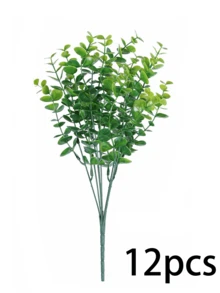 12株人造灌木丛，塑料桉树灌木绿植草坪，适用于室内外家居花园派对阳台婚礼DIY桌面装饰盆栽填充物 - 彩色 - 查看 11