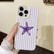 Ốp lưng điện thoại chống rơi bằng TPU chống trầy xước hình sao biển sọc mùa hè, tương thích với Apple XS XR 11 12 13 14 15 16 13 Pro Max 16 Pro Max 14 Plus 17 17 Pro Max Air, A35 S24 A16 S24 FE S20 S22 Plus S25 Ultra S25 S22 S21 A335G A12 A15 A23 A52 5G Galaxy S21 Galaxy S25 Ultra Galaxy A71 4G Galaxy S21 Plus Galaxy S22 Galaxy A55 Note20 Ultra A16 4G và các dòng máy khác. - Màu tím hoa cà - Xem 2