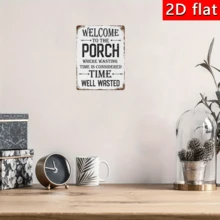 2D Flat Welcome To The Porch Where Wasting Time Is Considered Time Well Wasted Wooden Sign, 7.87" X 5.9" Rustic Funny Porch Wall Decor, Vintage Farmhouse Patio Wall Art Plaque For Home, Backyard, Outdoor Decoration - Multicolor - View 4