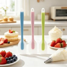 2/4pcs Set Multifunctional Heat-Resistant Silicone Spatula, Cake Icing Scraper And Baking Scraper, Baking Tools, 3 Colors - Multicolor - View 3