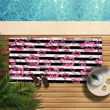 Khăn tắm biển bằng sợi microfiber họa tiết hoa dâm bụt nhiệt đới, nhanh khô và mềm mại. Họa tiết sọc đen, hồng và trắng với hoa dâm bụt màu hồng tươi sáng, rực rỡ và phù hợp để sử dụng ở bãi biển, hồ bơi và các kỳ nghỉ. - A - Xem 16