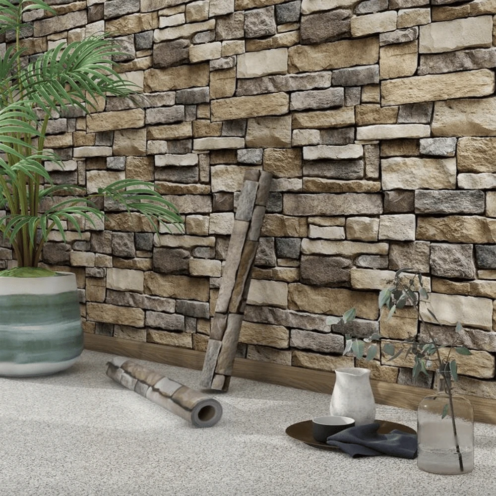 1 Cuộn Giấy Dán Tường 3D Vân Gạch, Chống Nước, Chống Dầu, Có Thể Tháo Gỡ, Thích Hợp Cho Tường, Bếp, Tủ, Trang Trí Nhà Cửa, Cải Tạo Phòng, Giấy Dán Tường Vinyl Hiện Đại Tự Làm, Kích Thước 17.71x196.85 inch