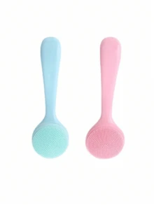 1pc Silicone Facial Brush, Manual Silicone Cleansing Brush, Handheld Facial Exfoliating Brush, Reusable Cleansing Brush, Used For Removing Makeup Residue, Blackheads And Facial Massage - Multicolor - View 5