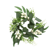 1/2/4pcs Long-Lasting Realistic Small Green Eucalyptus Leaf Wreath, Bohemian Style Small Wreath Suitable For Indoor Pillar Candle Holder, Spring/Summer Wedding, Desktop Christmas Decoration - Army Green - View 12