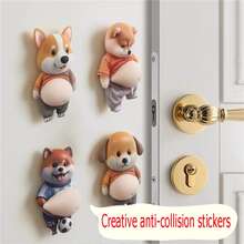 Cute Corgi Anti-Collision Sticker, 3D Stereo Door Wall Fridge Anti-Collision Sticker, Funny Pet Themed Soft Silicone Decorative Sticker, Creative Kawaii Home Decor Accessory, Dog Big Belly Squeeze Stress Relief Anti-Collision Sticker - Suitable For Daily Home Decor Or DIY Creation - Multicolor - View 2