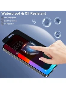 XINHONGYU 1片隐私防窥钢化玻璃屏幕保护膜，适用于17、16、15、14、13、12、11 Pro Max、Mini、XR、X、XS Max、7、8 Plus、SE、14 Plus、17 Air，时尚设计，优质材料，防刮擦，适合科技爱好者。 - 1pc - 查看 3