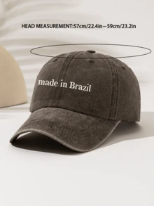 1pc Fashionable Minimalist Washed Baseball Cap With "Made In Brazil" Print, Suitable As Gift For Family And Friends, High-Quality Decorative Item For All Seasons, Essential Fashion Accessory For Women, Lightweight And Portable For Outdoor Activities,Holiday,Travel - Washed Baseball Cap - View 5