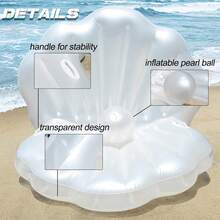 Inflatable Seashell Shaped Swim Ring, Giant Inflatable Seashell Shaped Floating Bed With Pearl Balls, Suitable For Swimming Pool And Beach Party, For Adult Use - Multiple Styles - View 3