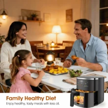 Air Fryer Digital Control With View Window 8 Presets For Fast Family Meals 6 Qt Large  Temp Timer Adjustable Roast Bake Crisp French Fries Steak 1550W - Black - View 4