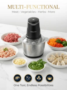 SOKANY-7020 2L Electric Meat Grinder 400W Food Chopper 304 Stainless Steel Bowl 2-Speed Control 4 Sharp Blades Multi-Function Food Processor Suitable For Meat And Vegetables - Black - View 2