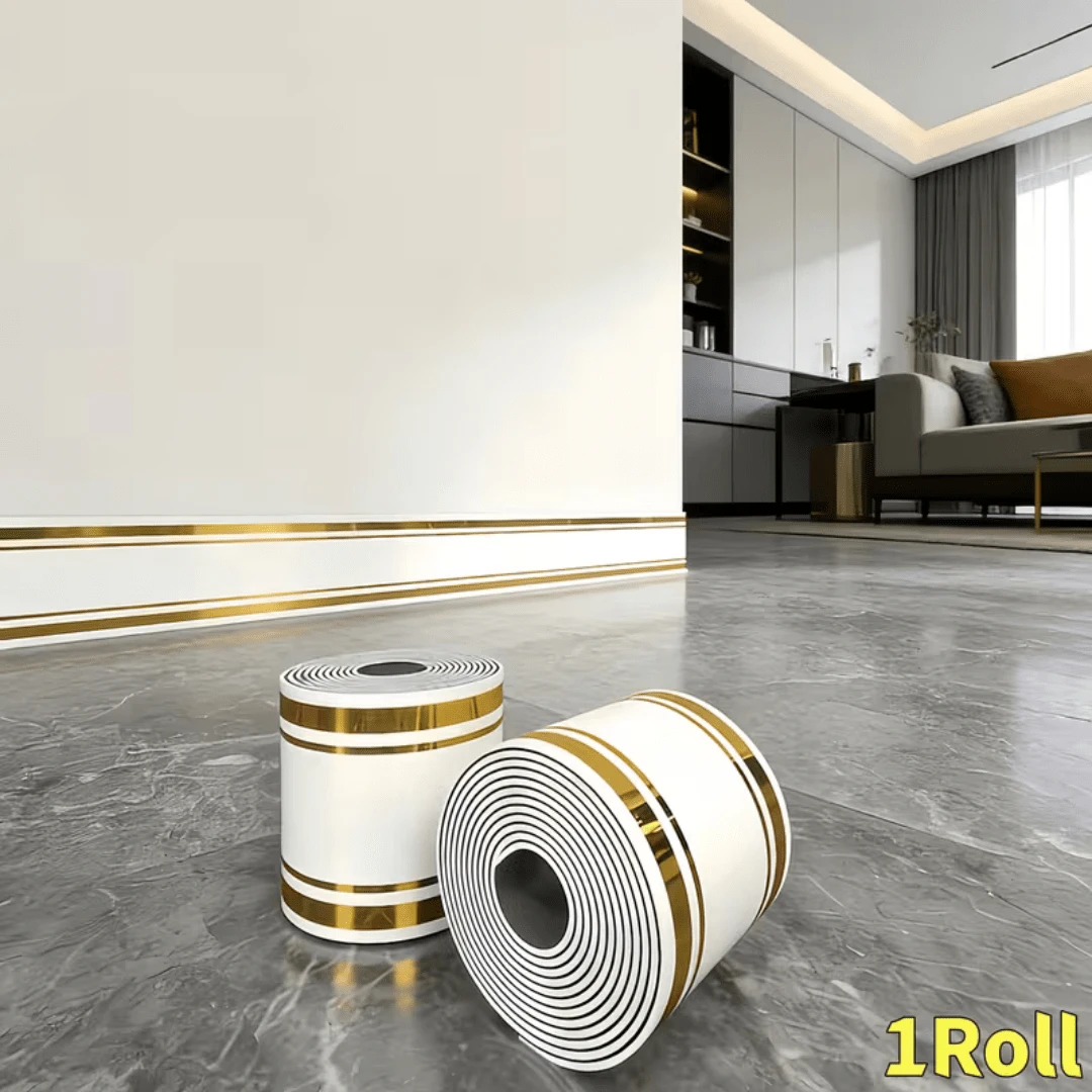 1 Rolle 5m x 10cm selbstklebender Sockelleistenschutzstreifen, dicke Großrollenvariante, ablösbarer Wandaufkleber, PVC Marmor Europäisches Muster Fliesentapete, DIY rückstandslos entfernbar, geeignet für Schlafzimmer