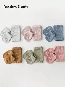 3pcs/Set (Knee Pads + Non-Slip Leg Warmers) Random New Style Kids Breathable Knee Pads & Baby Non-Slip Floor Crawling Leg Warmers Suit, Baby Knee Protection For Toddlers - Multicolor - View 8