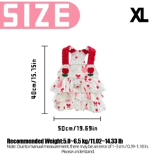 Cute Avocado Rabbit Tulip Print Layered Ruffle Hem Princess Pet Dress, Red Elastic Ruffle Strap, Soft Breathable Lightweight Pet Clothing, Suitable For Small Dogs Cats Indoor, Outdoor Walking And Pet Photography - Red - View 12