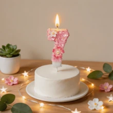 粉色樱花数字蜡烛 0-9 全套，儿童生日蛋糕装饰，少女闪亮花朵蜡烛，甜品桌装饰，派对拍照道具，浪漫氛围蜡烛，适用于生日派对、单身派对、结婚纪念日、母亲节、毕业典礼、毕业派对 - 櫻花主題1 - 查看 10