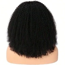 V Part Wig Human Hair Kinky Curly For Women Human Hair Glueless V Part Human Hair Glueless Wig Afro Kinky Curly Human Hair Wig Beginner Friendly 180% Density Natural Color - Natural Black - View 3