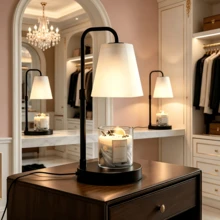 QUIGO 2PCS Scented Candle Warmer Lamp With Timer Dimmable & Adjustable Height Design, Modern Aesthetic Table Lamp Bedside Light, No Flame Wax Melting Lamp For Bedroom Living Room Home Office Indoor Decor, Ideal Housewarming Mother's Day Valentine's Day Christmas Halloween New Year Easter Bridal Shower Gift For Women Ladies, Includes 1 High-Quality Replacement Bulb - 美規A型插(110-127V) - 查看 3