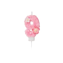 粉色樱花数字蜡烛 0-9 全套，儿童生日蛋糕装饰，少女闪亮花朵蜡烛，甜品桌装饰，派对拍照道具，浪漫氛围蜡烛，适用于生日派对、单身派对、结婚纪念日、母亲节、毕业典礼、毕业派对 - 櫻花主題1 - 查看 11