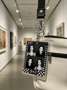 1Pc Custom Couple Photo Name Acrylic Keychain-Personalized Couple Keyring, Custom Acrylic Keychain, Couple Keychain Gift, Anniversary Valentine's Day Gift, Matching Keychain For Him Her, Daily Carry, Car Key Accessory, Bag Charm Use - Multicolor - View 4