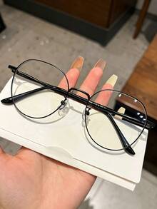 Green Round Fashion Non-Prescription Glasses Unisex Metal Frame Glasses, Suitable For Street Photography, Vacation, Fashion Outfits, And Casual Daily Wear - Multicolor - View 7