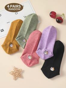 4 pares de calcetines multicolor para mujer, con diseño de gato lindo, bordado exquisito, tela de punto fina y transpirable, suave y cómoda, de moda y versátil para uso diario, adecuada para el hogar, el transporte, las fiestas, los deportes, la escuela, los regalos, interiores y exteriores, excelente para estilismo y fotografía - Multicolor - Ver 11