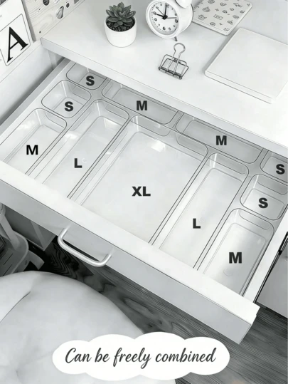 Transparent Desktop Drawer Storage Box, Suitable For Storing Cosmetics, Makeup Tools And Accessories, Also Can Be Used For Organizing Stationery And Daily Necessities In Student Dorms, Stackable In Multiple Sizes, Desktop Organizer Box, Applicable For Study Decor, Holiday Decor, Room Decor, Sun Travel Decor, Cosmetic Storage Box, Office Supply Storage Box, Ladies Gift Storage Box