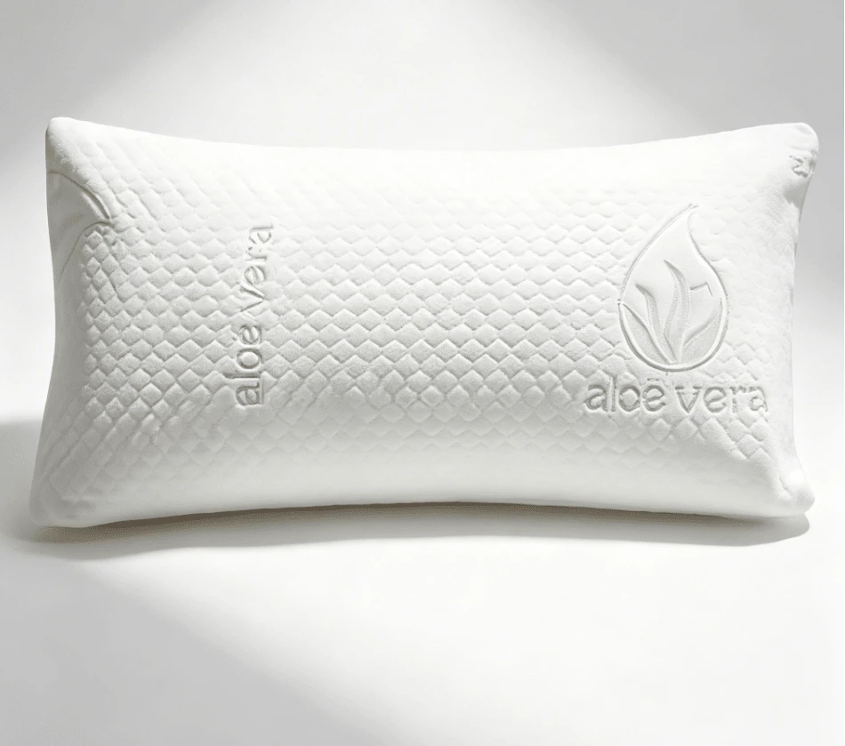 CLICKYA-Almohada de Aloe Vera Relleno de Copos de Poliuretano, Suave, Transpirable, Higiénica y Ergonómica. Proporciona Confort y un Descanso Optimo. - Blanco - Ver 1