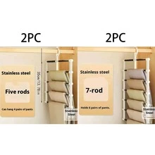 1/2pcs Magic Multi-Layer Hanger, Foldable Aluminum Alloy Pants Rack, Multi-Functional Pants Rack, Scarf, Closet Storage Rack, Suitable For Pants, Leggings, Scarves, Ties, Dorm, Closet, Storage Organization, Holiday Gift - Multicolor - View 19