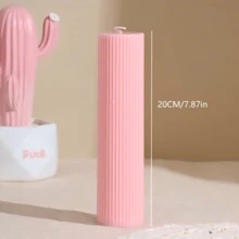 1支条纹柱形蜡烛，大型高浮雕柱形蜡烛，现代家居装饰蜡烛，手工大豆蜡香薰蜡烛，优雅装饰蜡烛，是家居装饰、派对、节日、婚礼、生日和特殊场合营造浪漫氛围的理想之选，也是送给女士和朋友的绝佳礼物（粉色） - B - 查看 15