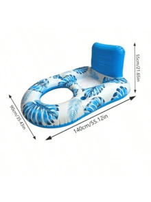 Inflatable Lounge Chair | Extra Large Blue & Pink Maple Leaf Pattern | Durable PVC Material With Backrest And Cup Holder | Comfortable Inflatable Furniture For Summer Parties And Beach Relaxation - Multiple Styles - View 13
