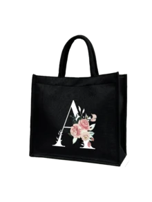 Women's Printed White Letter A-Z Tote Bag, Large Capacity Shoulder Bag, Foldable Durable Shopping Bag, Portable Handbag, Travel Cosmetic Bag, Coin Purse, Suitable For Vacation, Party, Shopping, Work Commute, Birthday, Mother's Day, Wedding, Spring/Summer - Multicolor - View 43