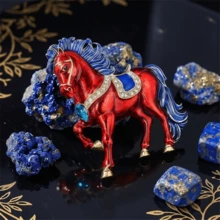 1pc Red Alloy Galloping Horse Brooch - Red - View 8