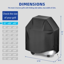 Outdoor Barbecue Grill Cover, Made Of Polyester Material, Waterproof, Tear-Resistant, Fade-Resistant, Easy To Put On/Take Off, With Hook And Loop Strap And Adjustable Drawstring Hem (10 Sizes Available) - Black - View 16