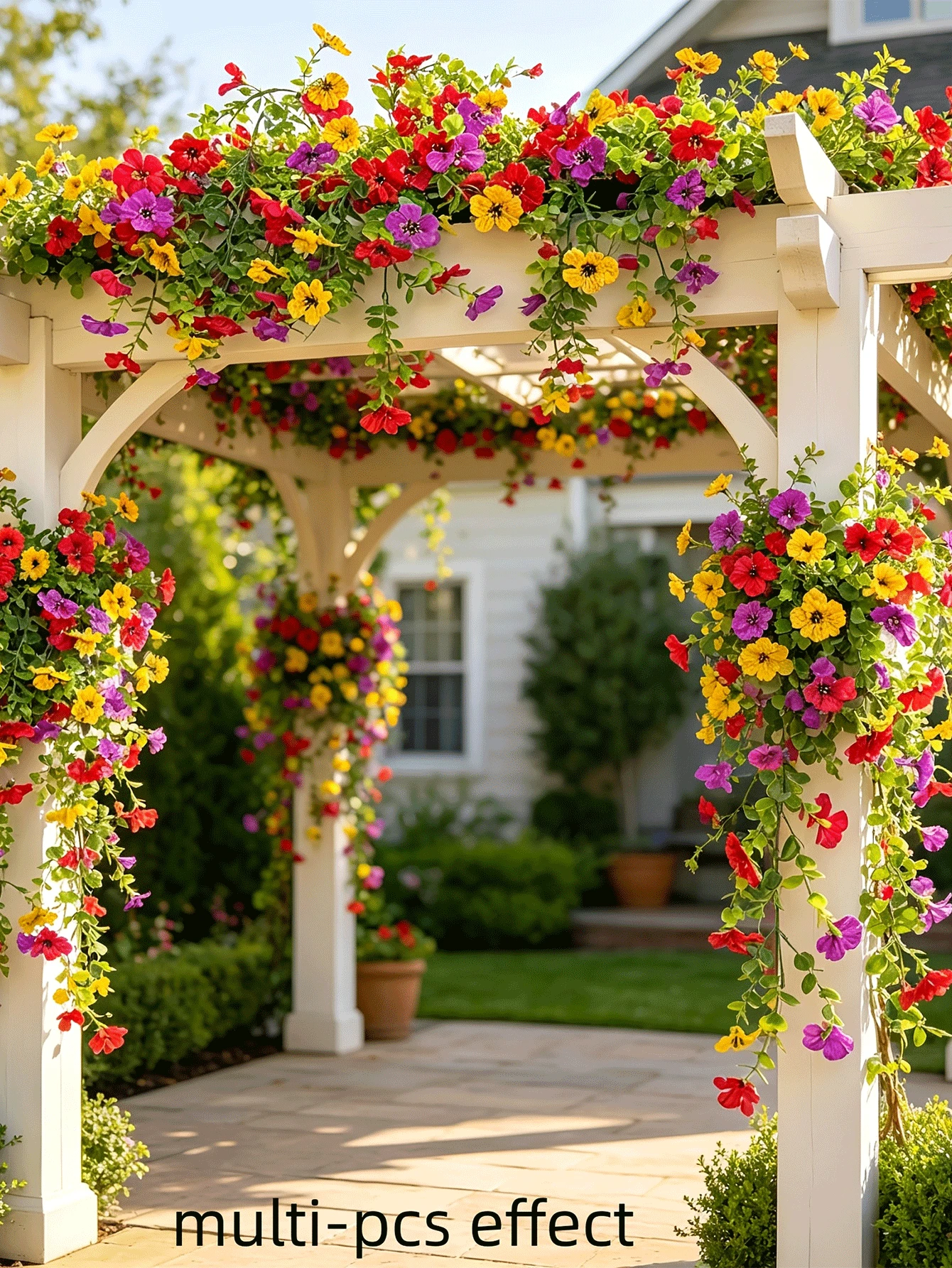 3PCS UV Resistant Artificial Hanging Flower Multicolor Durable Plastic Fade Resistant Farmhouse Style For Indoor Outdoor Garden Porch Wall Window Sill Wedding Birthday Party Easter Spring Summer Seasonal Decor Holiday Decoration Simulation Flower - Multicolor - View 1