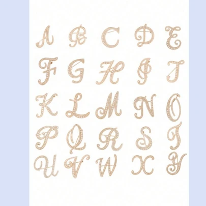 1pc 26 Pearls English Letter Brooch, Vintage Clothing Accessory, Anti-Slip Cross-Border E-Commerce