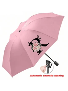 Paraguas plegable, paraguas para la lluvia, paraguas para el sol, esencial de viaje, paraguas de bolsillo mini de doble uso portátil con protección solar, paraguas totalmente automático, protección UV, reforzado, unisex, a prueba de viento, paraguas plegable compacto. - Paraguas estampado - Ver 14