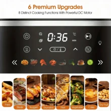 Air Fryer Digital Control With View Window 8 Presets For Fast Family Meals 6 Qt Large  Temp Timer Adjustable Roast Bake Crisp French Fries Steak 1550W - Black - View 6